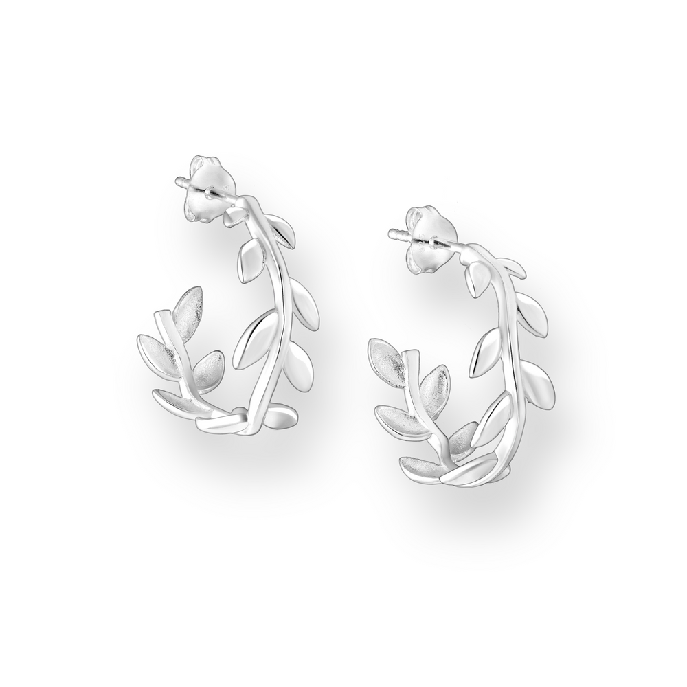 Sterling Silver Olive Branch Earrings
