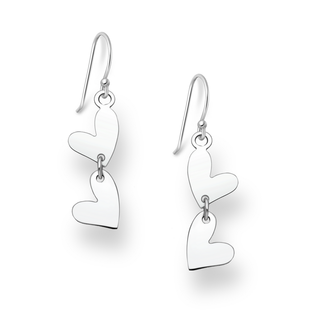 Sterling Silver Double Heart Earrings
