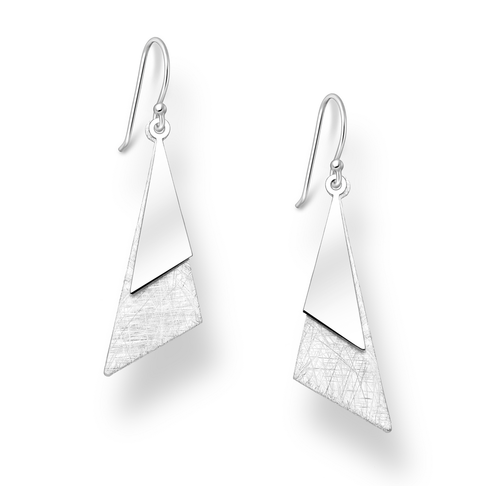 Sterling Silver Double Triangle Earrings
