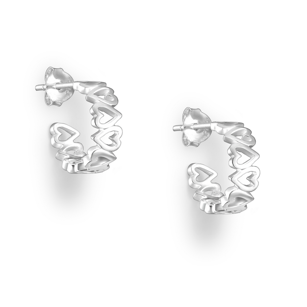 Sterling Silver Multi Heart Hoop Stud Earrings