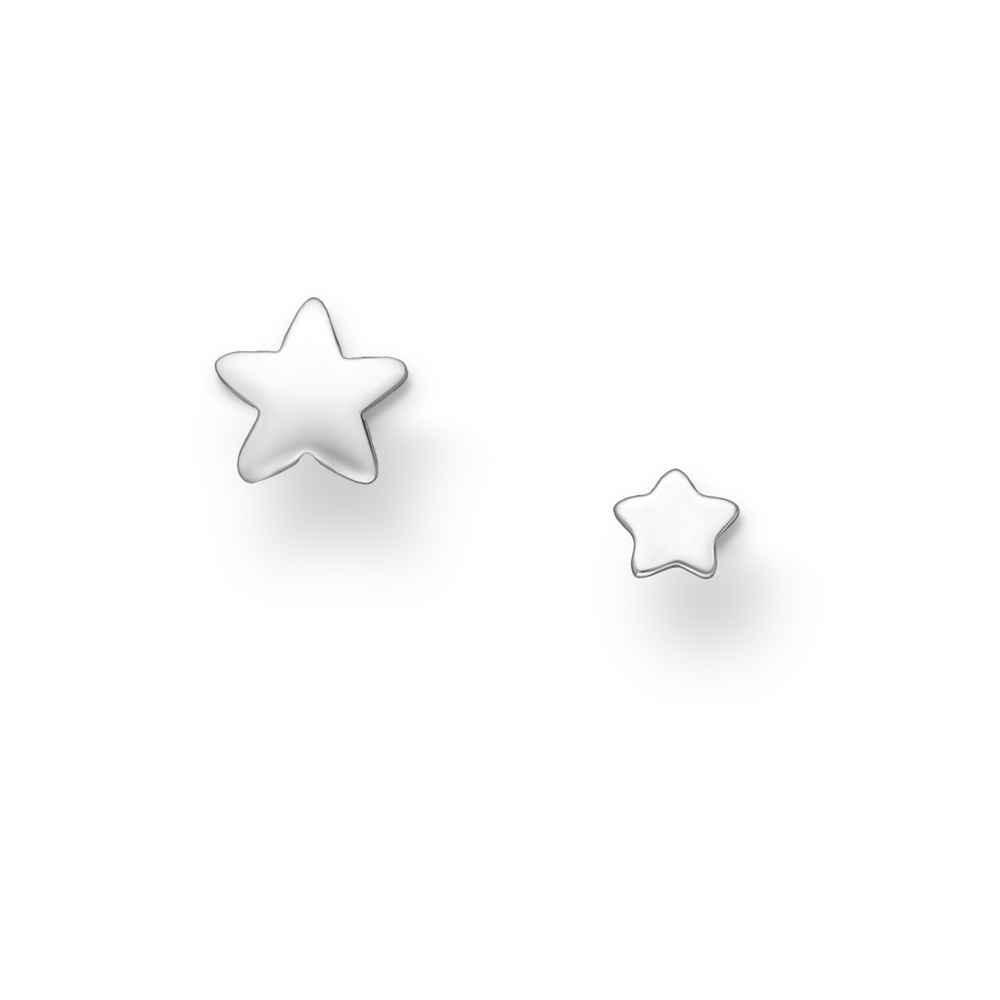 Sterling Silver Asymmetrical Mini Star Earrings