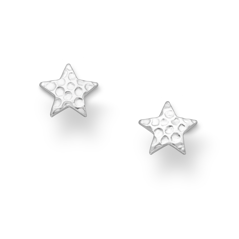 Sterling Silver Hammered Star Earrings