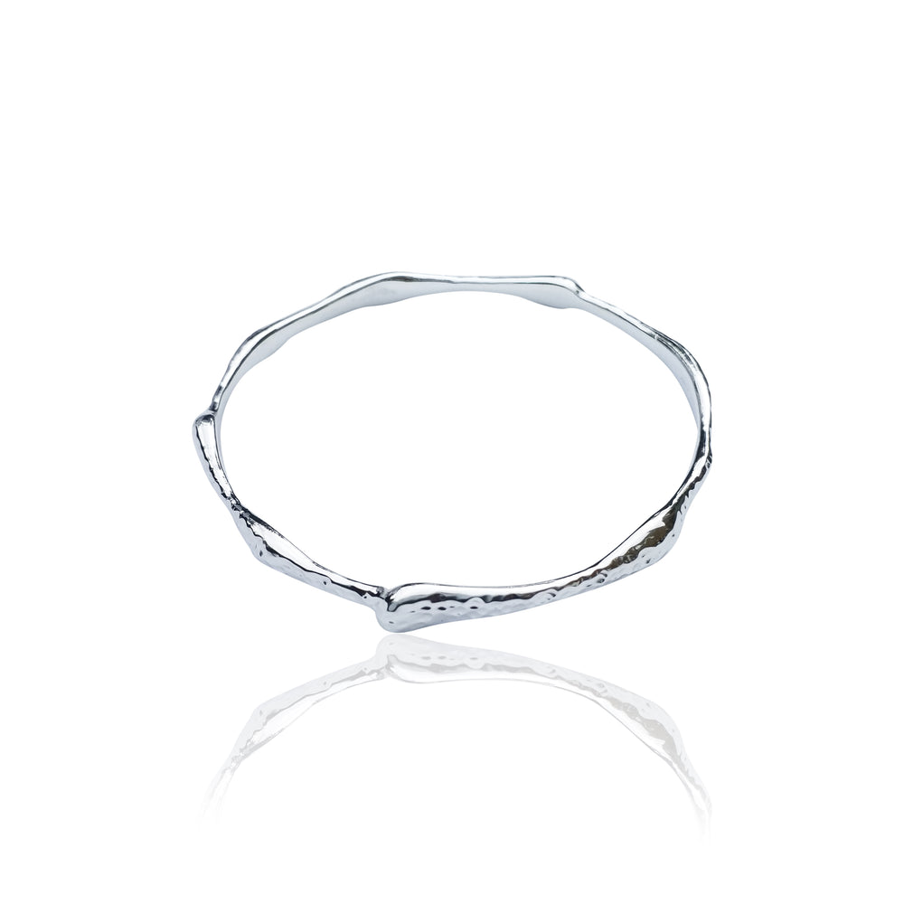 Silver Hammered Molten Bangle