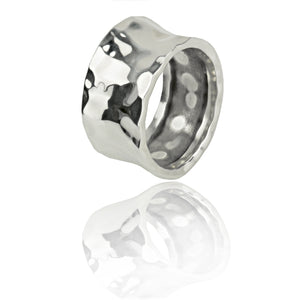 
                  
                    Load image into Gallery viewer, Silver Hammered Concave Ring
                  
                