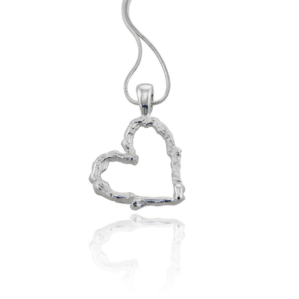 Silver Twig Heart Pendant