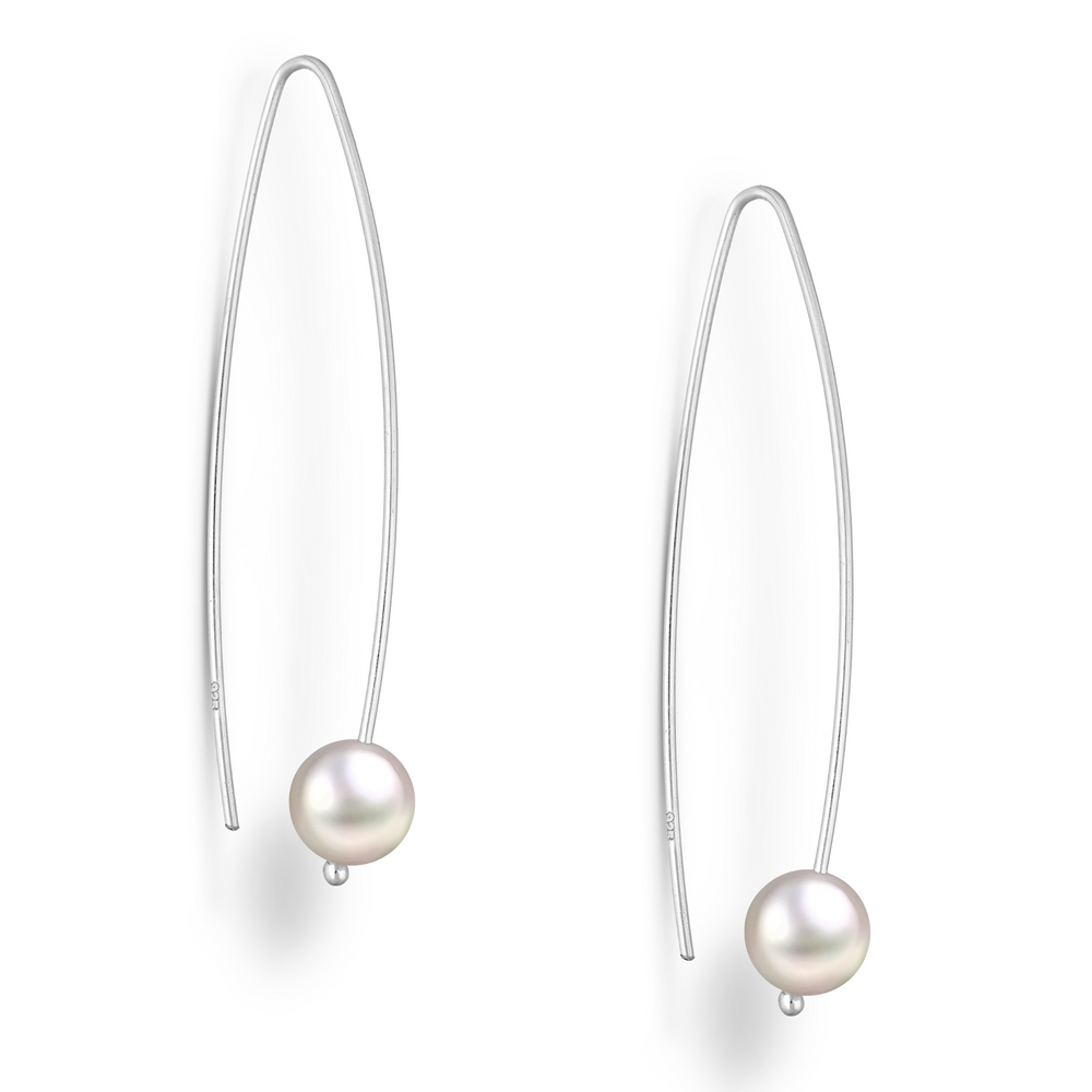 Pearl & Sterling Silver Threader Earrings