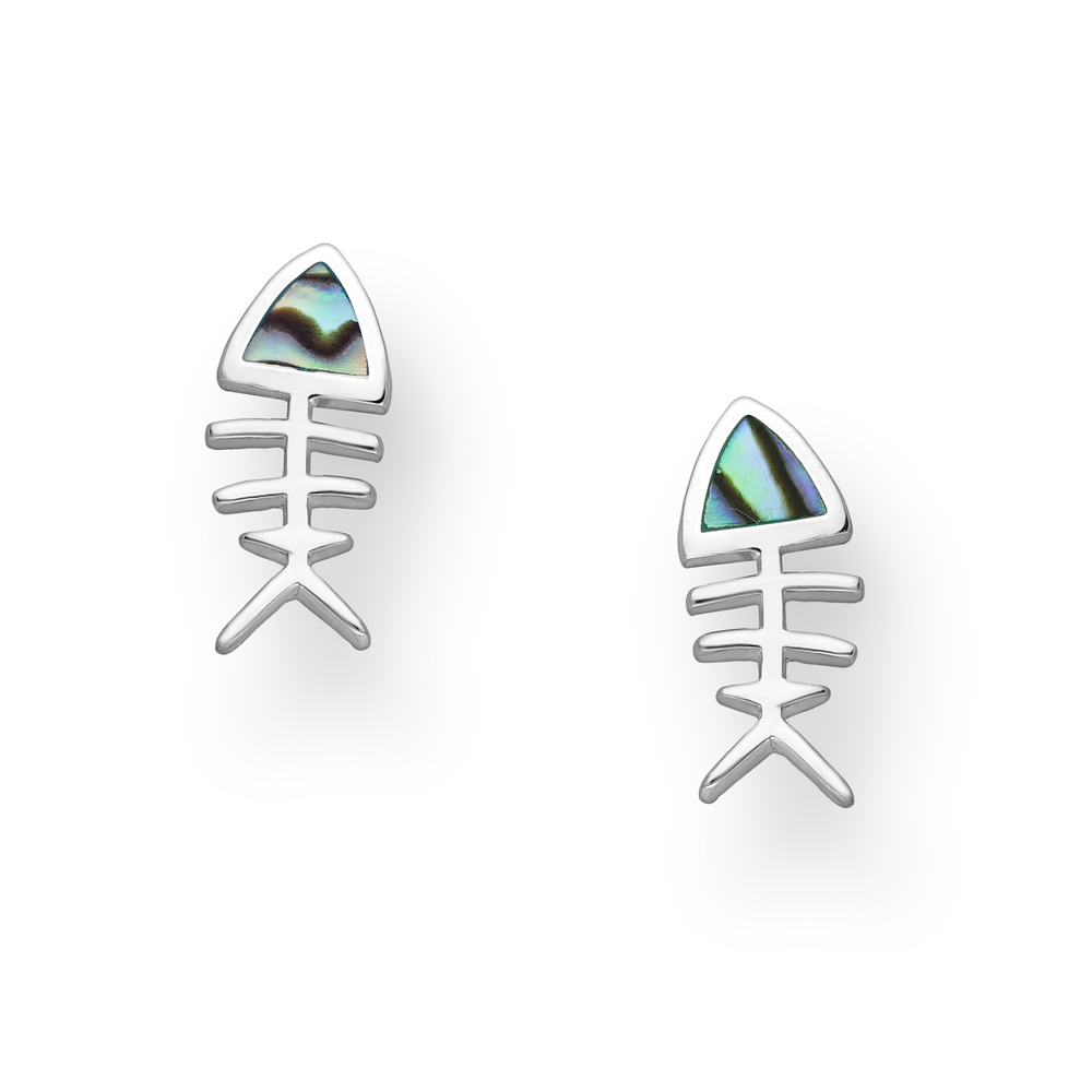 Abalone Shell & Sterling Silver Fish Earrings