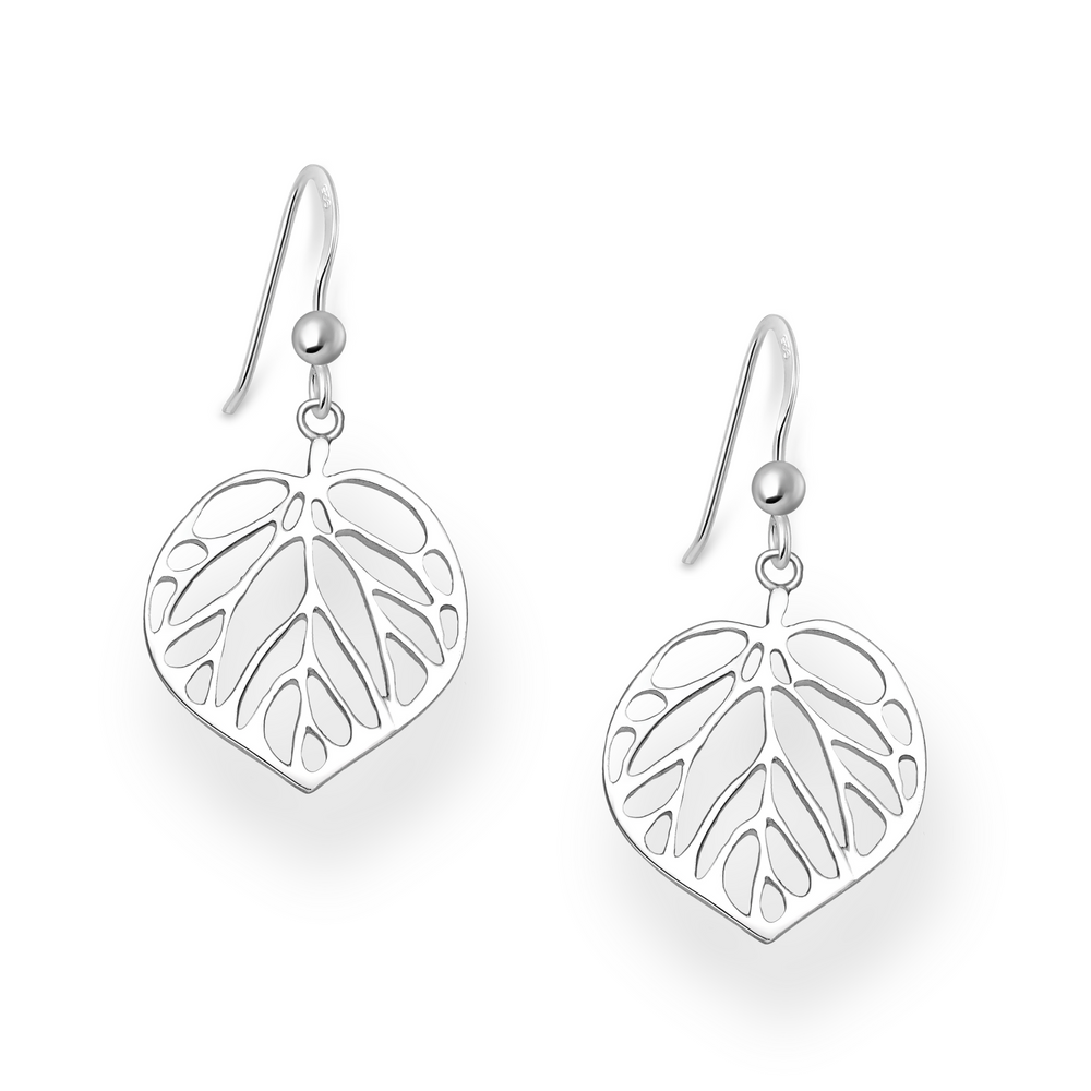 Sterling Silver Cut Out Leaf Earrings