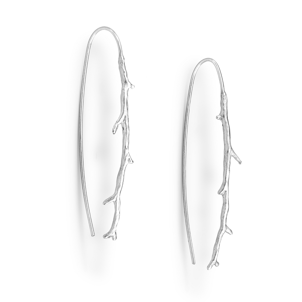 Sterling Silver Twig Effect Earrings