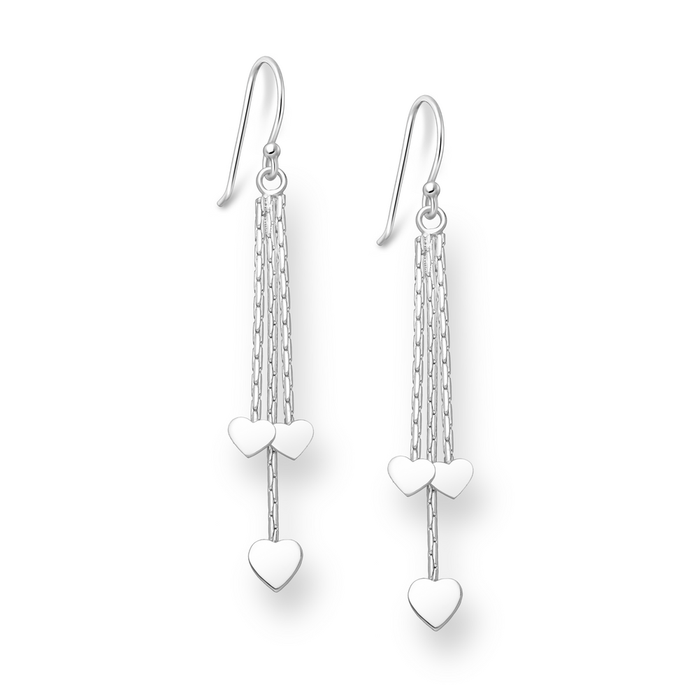 Sterling Silver Multi Heart & Chain Earrings