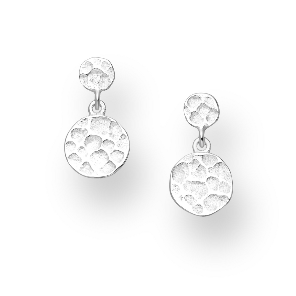 Sterling Silver Double Hammered Disc Earrings