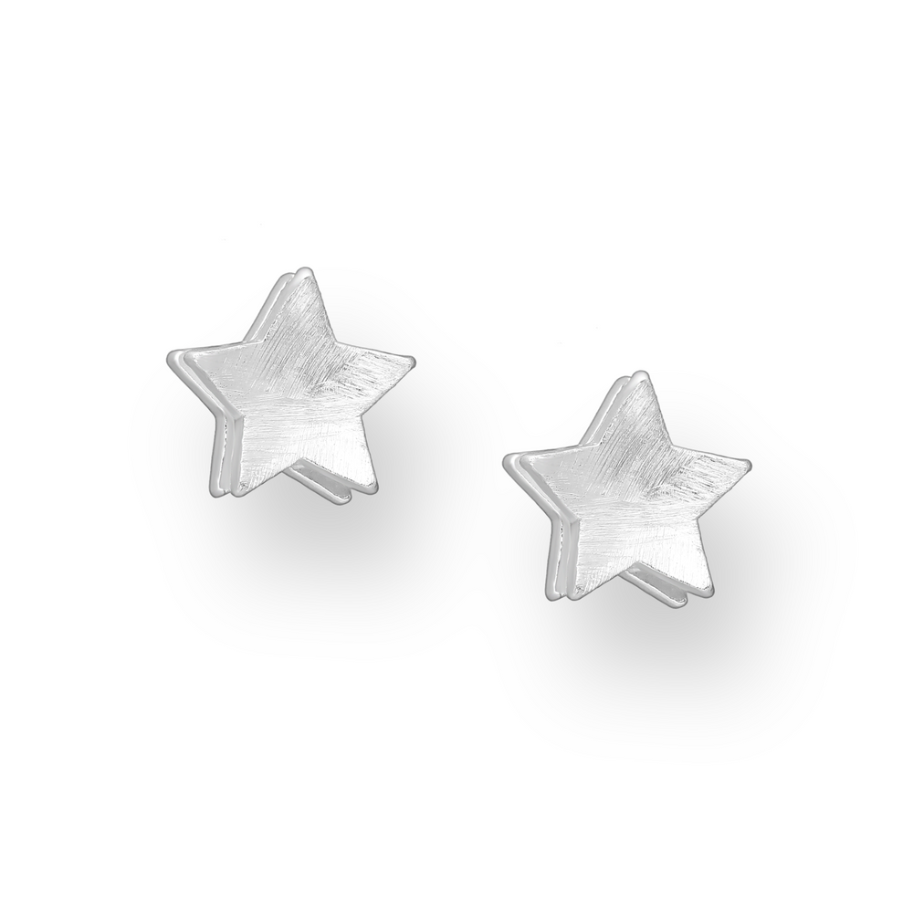 Sterling Silver Matt Star Earrings