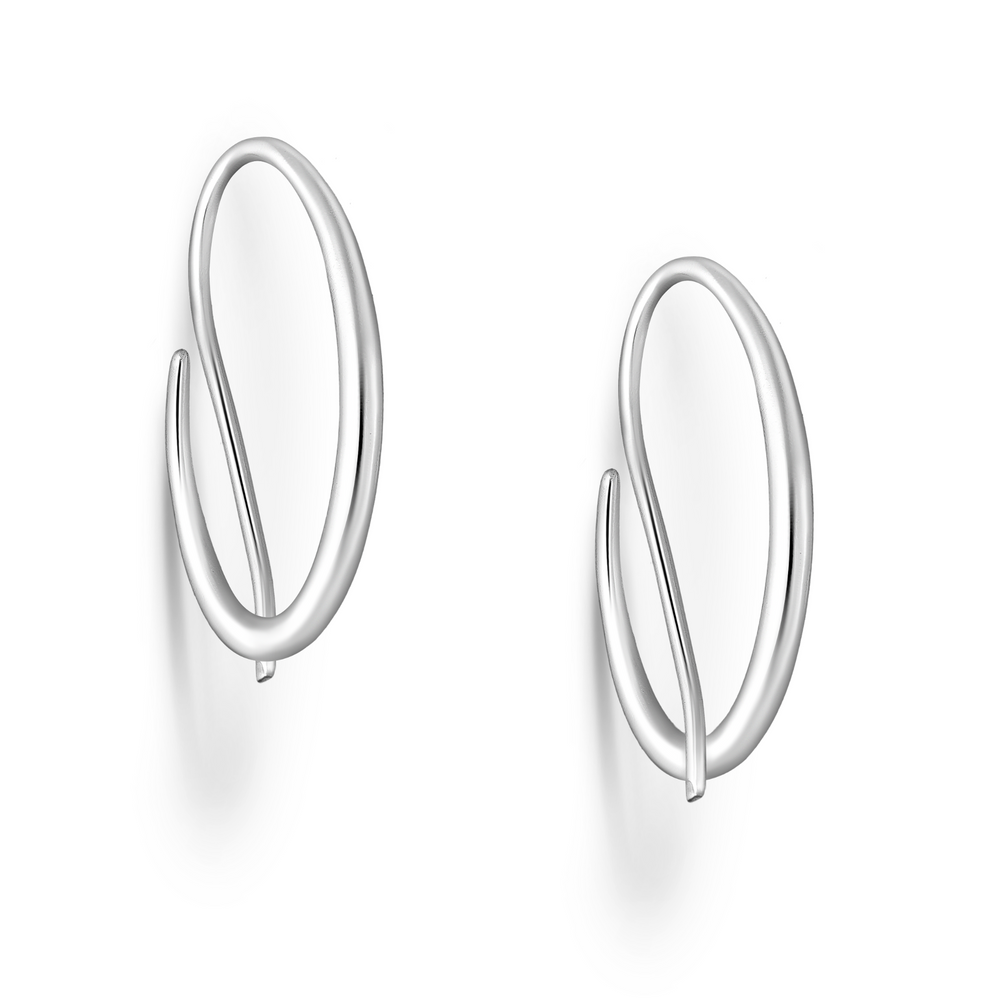 Sterling Silver Large Hoop & Bar Earrings