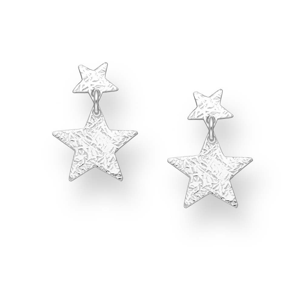 Sterling Silver Textured Star Earrings