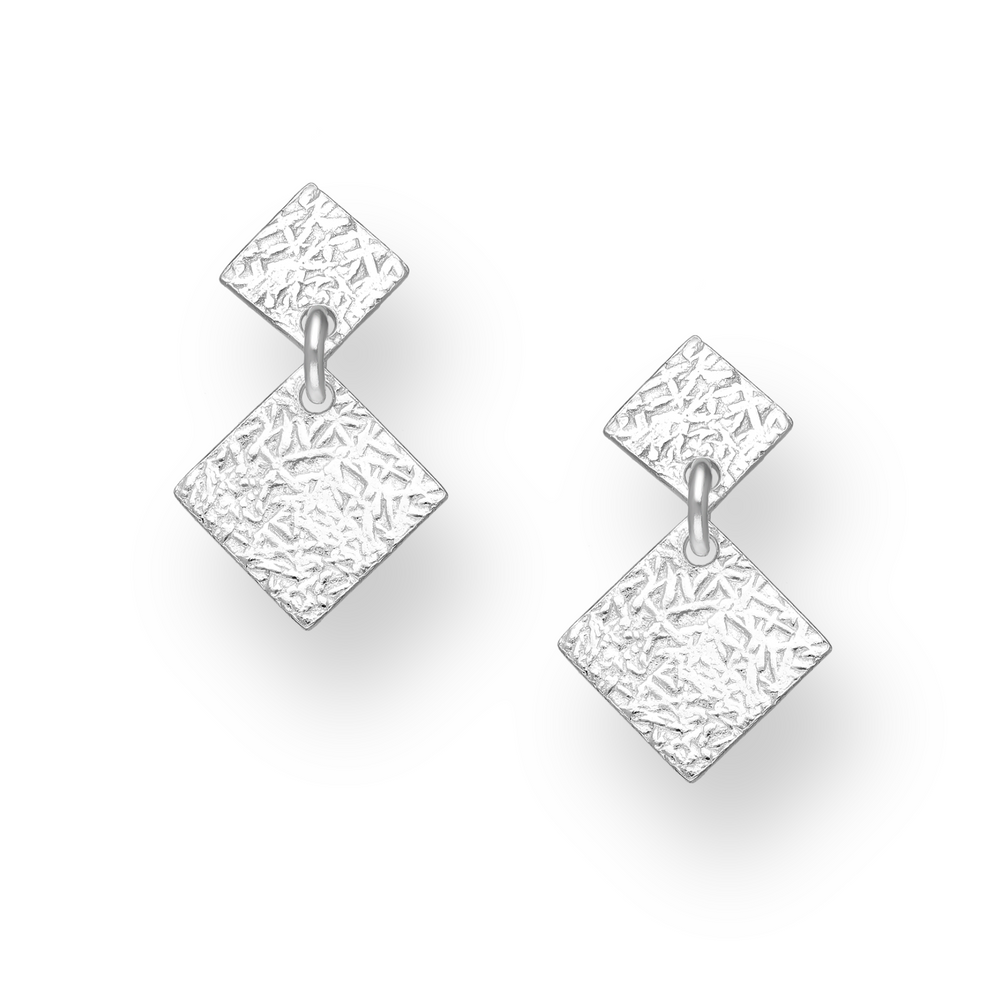 Sterling Silver Textured Square Earrings