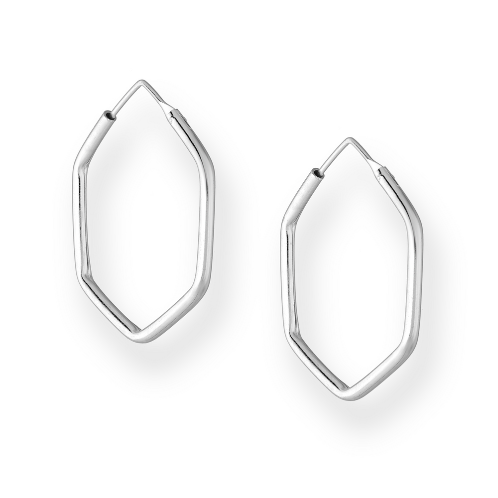 Sterling Silver Hexagonal Hoop Earrings