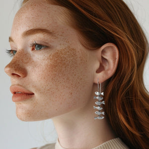 
                  
                    Load image into Gallery viewer, Sterling Silver Long Linked Fish Earrings
                  
                