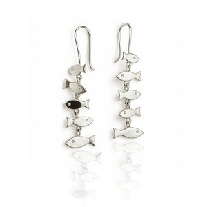 
                  
                    Load image into Gallery viewer, Sterling Silver Long Linked Fish Earrings
                  
                