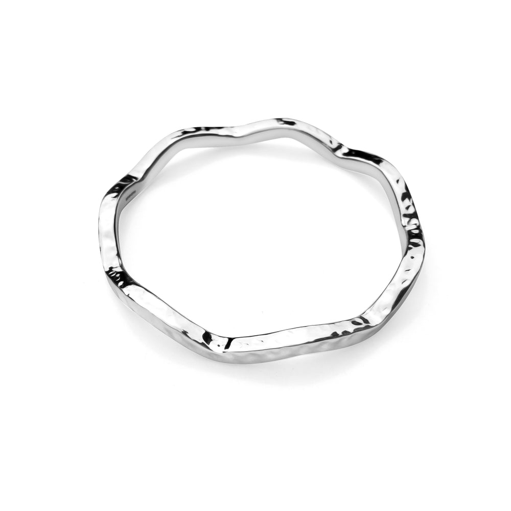 
                  
                    Load image into Gallery viewer, Silver Hammered Crinkle Bangle
                  
                