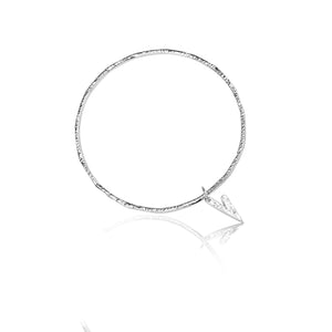
                  
                    Load image into Gallery viewer, Silver Hammered Pointed Heart Bangle
                  
                