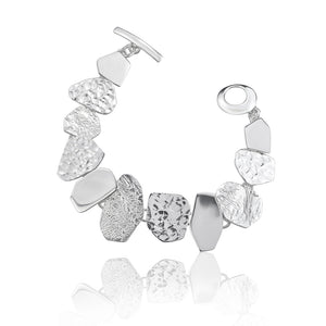 
                  
                    Load image into Gallery viewer, Silver Triple Textured Angular Shaped Bracelet
                  
                