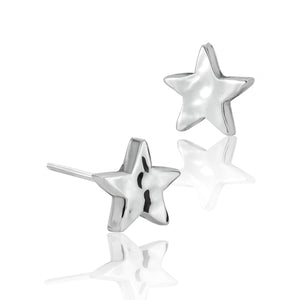 
                  
                    Load image into Gallery viewer, Silver Mini Hammered Star Stud Earrings
                  
                