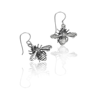 
                  
                    Load image into Gallery viewer, Silver Bumble Bee Drop Earrings
                  
                