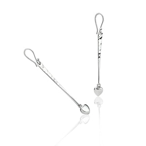 
                  
                    Load image into Gallery viewer, Silver Hammered Bar Heart Drop Earrings
                  
                