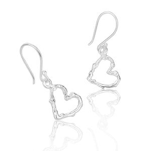 
                  
                    Load image into Gallery viewer, Silver Twig Heart Drop Earrings
                  
                