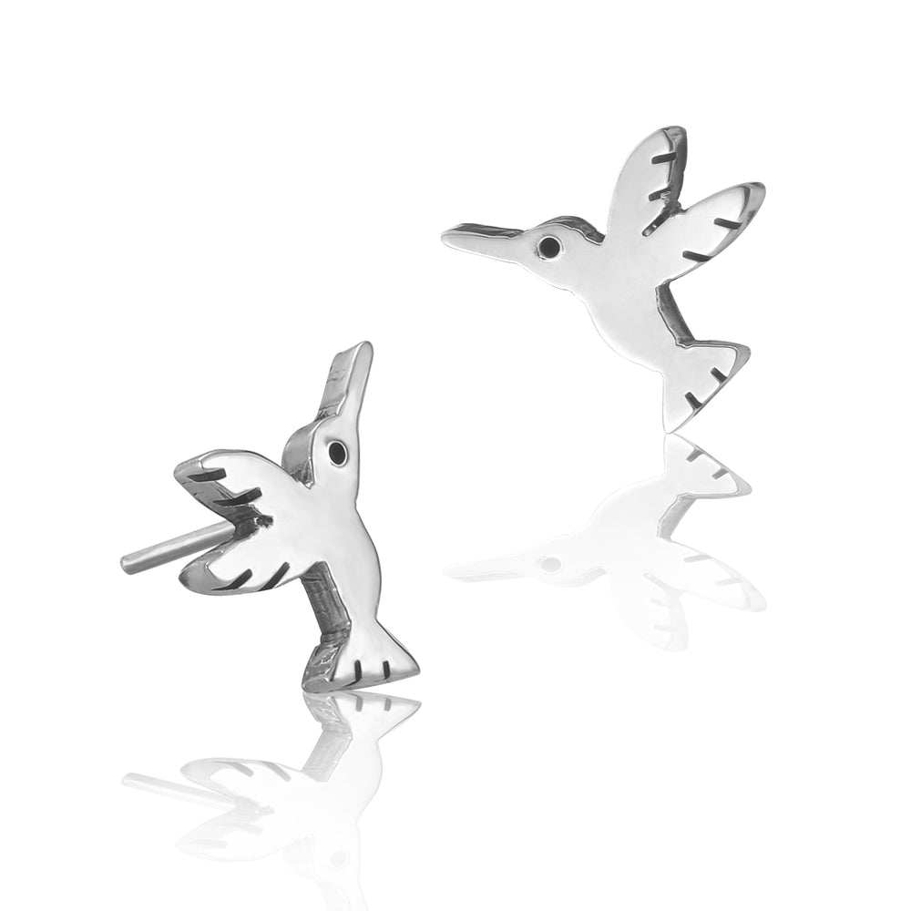 Silver Mini Hummingbird Stud Earrings
