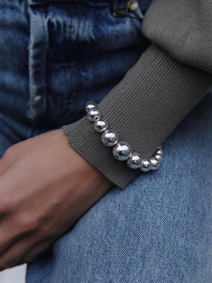 
                  
                    Load image into Gallery viewer, Silver Beaded Bracelet
                  
                