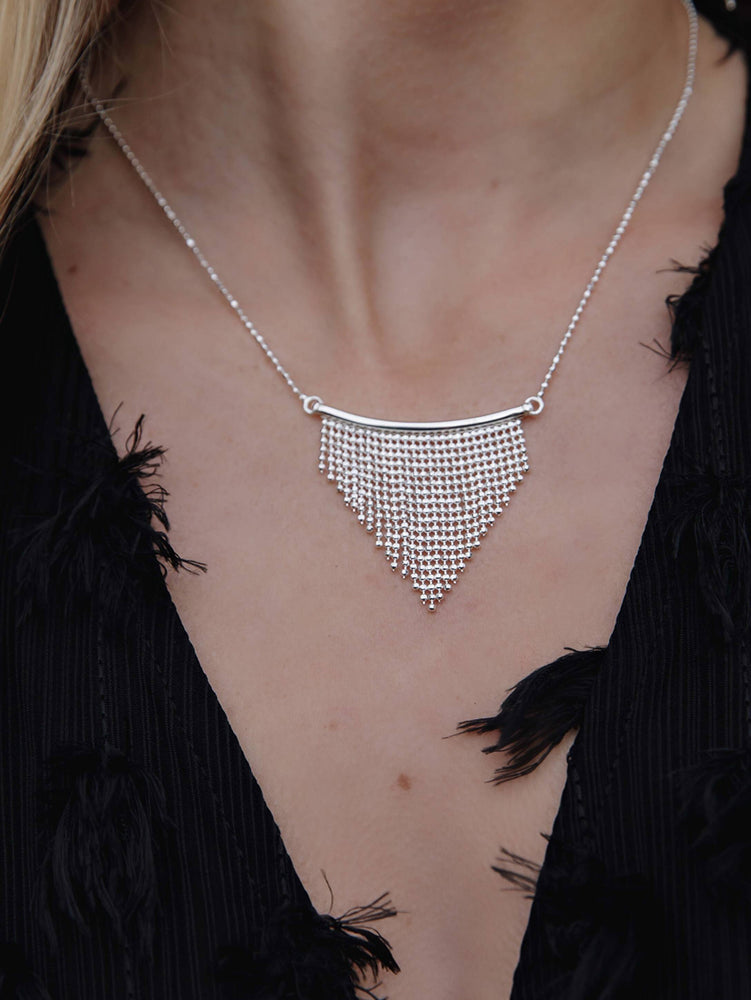 
                  
                    Load image into Gallery viewer, Silver Cascading Faceted Necklace
                  
                