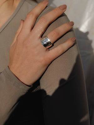 
                  
                    Load image into Gallery viewer, Silver Faceted Sparkly Ring
                  
                