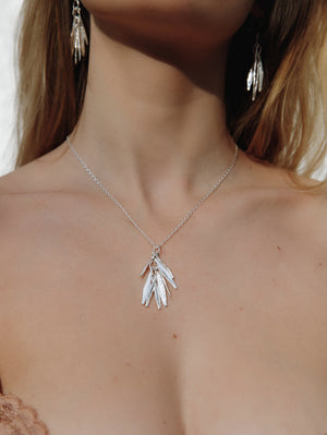 
                  
                    Load image into Gallery viewer, Silver Feather Charm Necklace
                  
                