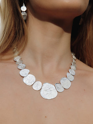 
                  
                    Load image into Gallery viewer, Silver Organic Textured Disc Necklace
                  
                