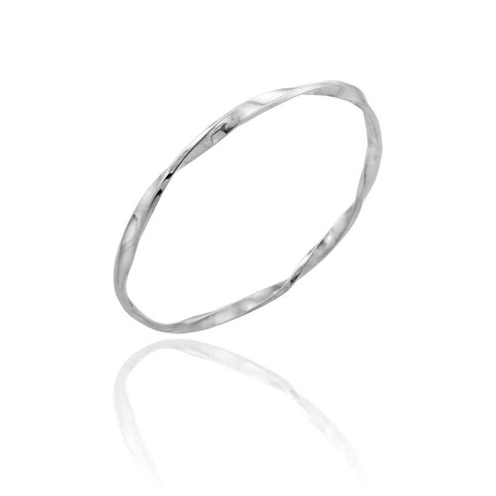 
                  
                    Load image into Gallery viewer, Silver Narrow Twist Bangle
                  
                