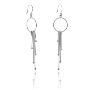 
                  
                    Load image into Gallery viewer, Silver Circle Long Multi Bar Drop Earrings
                  
                