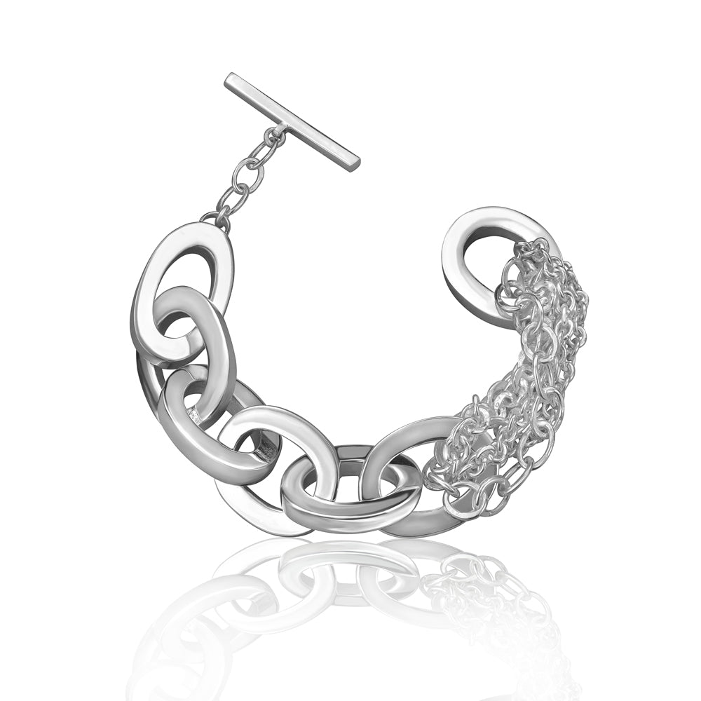 Silver Chunky Link Multi Chain Bracelet
