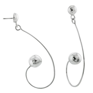 
                  
                    Load image into Gallery viewer, Silver Long Loop Bead Stud Earrings
                  
                