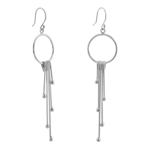 
                  
                    Load image into Gallery viewer, Silver Circle Long Multi Bar Drop Earrings
                  
                