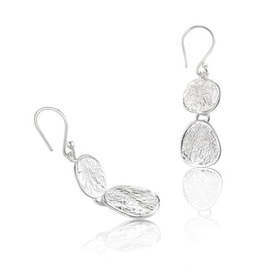 
                  
                    Load image into Gallery viewer, Silver Organic Textured Disc Drop Earrings
                  
                